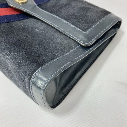 Auténtico bolso clutch GUCCI línea jerez gamuza azul marino - Imagen 9 de 24