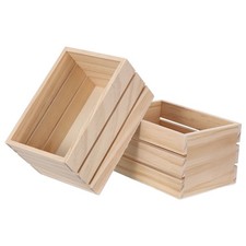  2pcs Unfinished Wood Crate: Wooden Milk Crates - 5“ Decorative Nesting Box for