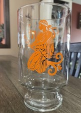 Vintage Virgo Zodiac Pedestal Glass Orange As...