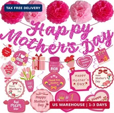 Mothers Day Decorations for Party Supplies Happy with Happy Mother's Banner Hang