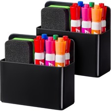 Magnetic Dry Erase Marker Holder, 2 Pack Pen Caddy, Locker Accessory, Black