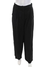Lioness Womens Linen High-Waisted Wide-Leg Casual Pants Black Size 2XS