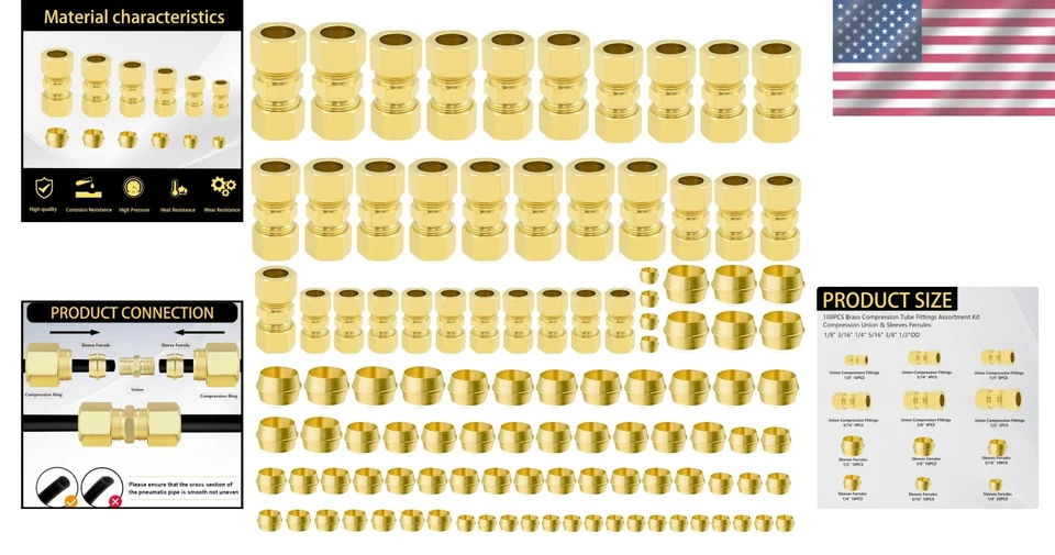 Versatile Brass Pipe Fittings Assortment - Image 2 of 4