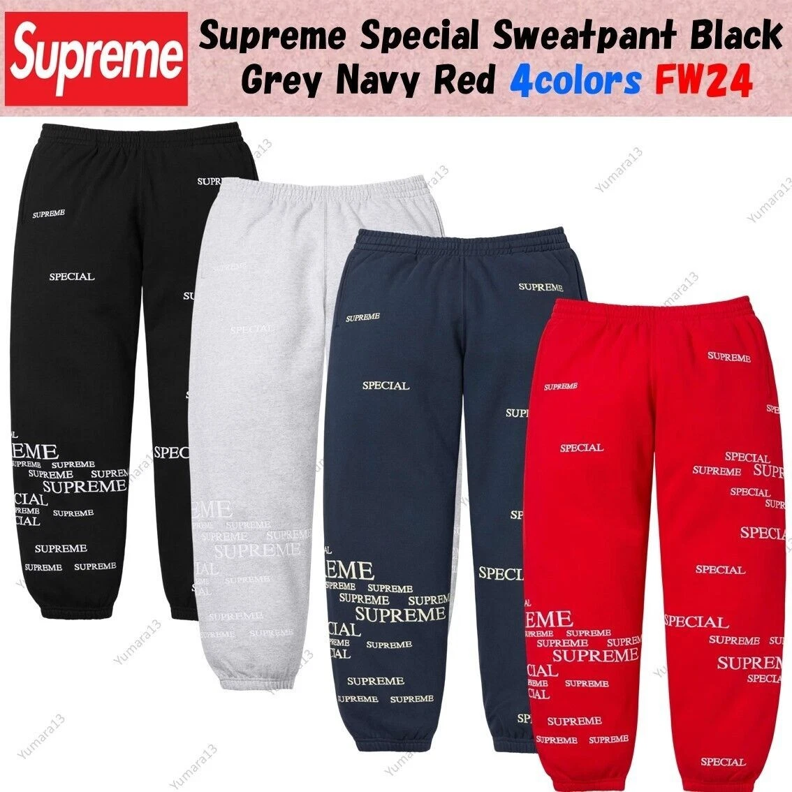 Pantaloni della tuta Supreme Special Nero Grigio Blu Navy Rosso 4 colori FW24
