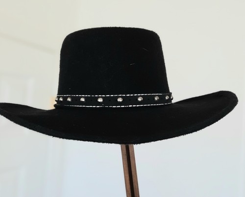 VTG unisex black wool felt Pigalle hat size M western outlaw boho steampunk - Picture 2 of 10