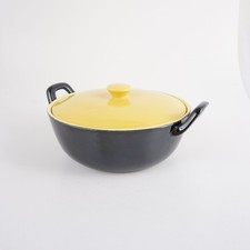 Villeroy & Boch Luxembourg schwarz gelb rund Auflaufform mit Deckel 60er Jahre