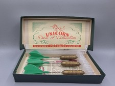 Vintage Unicorn Darts Of Distinction Set - Green Flights - Made In England 31g