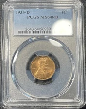 1935 D Lincoln Wheat Cent 1c PCGS MS64RB Denver Red-Brown Cent