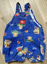 OshKosh B'Gosh Short Overalls 3/6 Months Shortalls Vintage Beach Day Bears Blue