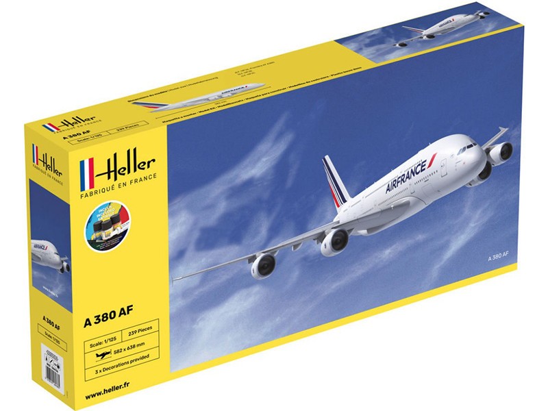 Kit complet Airbus A380 Air France HELLER 56436 boîte maquette plastique 1/125 avec colle