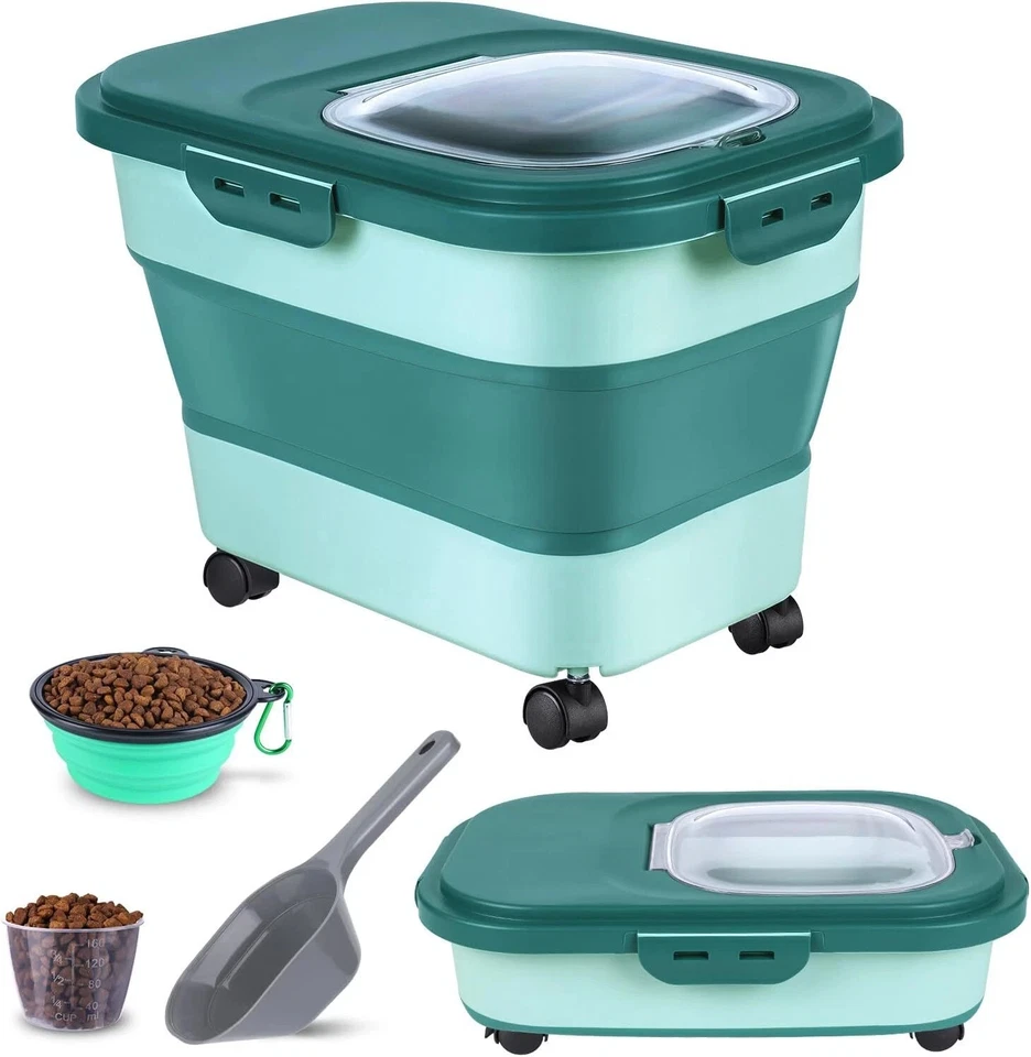 20-23 Lbs Dog Food Storage Container - Collapsible Dog Food Container w/ Wheels - Image 2 of 4