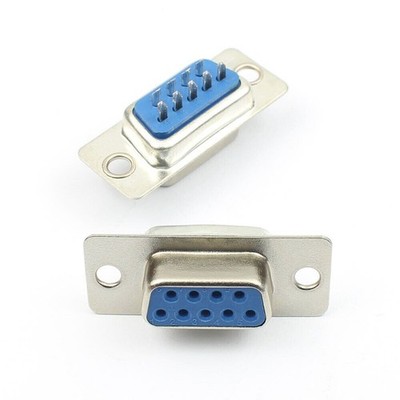 5Pcs D-SUB Female     Type 9 Pin Plug Adapter Connector 2 Rows DB9F #hj