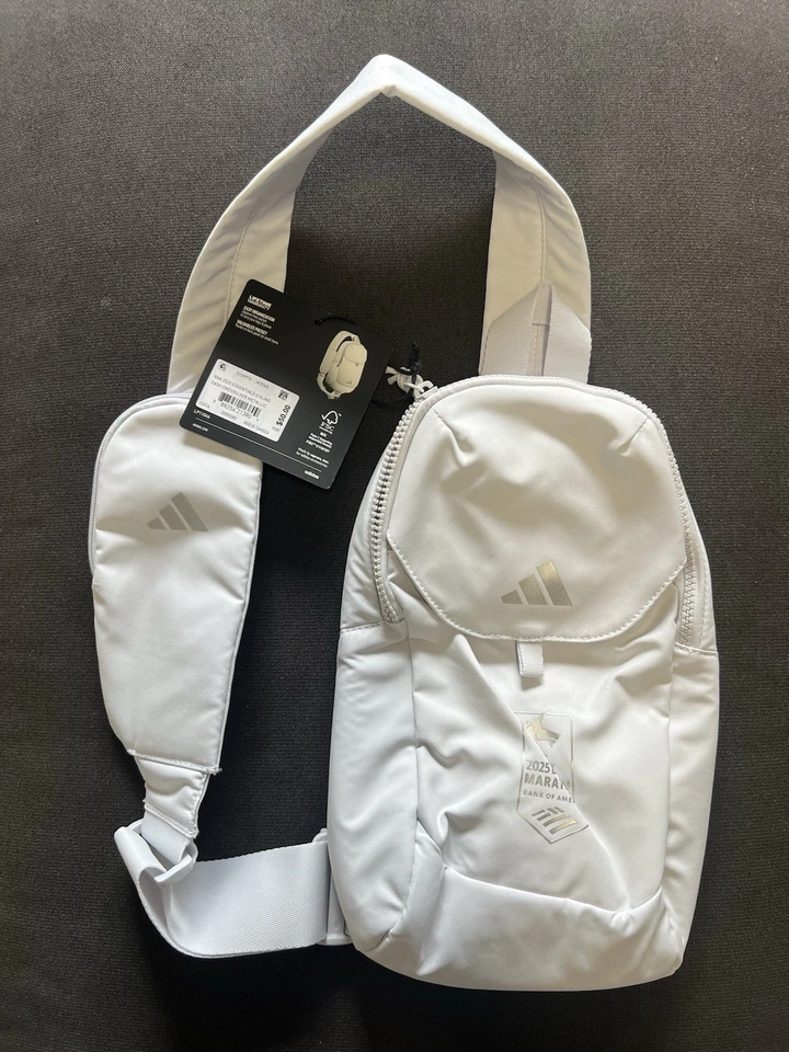 Adidas Boston Marathon 2025 129th Sling Bag Gray Zipper Pocket Run Essentials 3 - Image 4 of 4