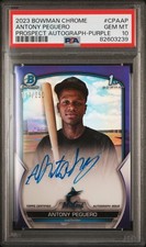 2023 Bowman Chrome Prospect Autographs #CPAAP Antony Peguero Purple Ref PSA 10