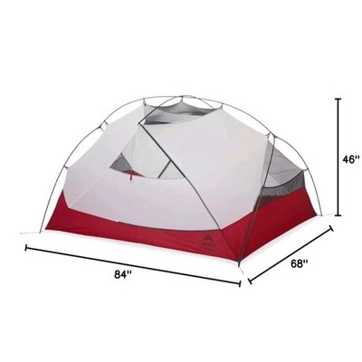 MSR Mutha Hubba NX Lightweight Double Skin Dome Tent 3 Person Red/Gray/White