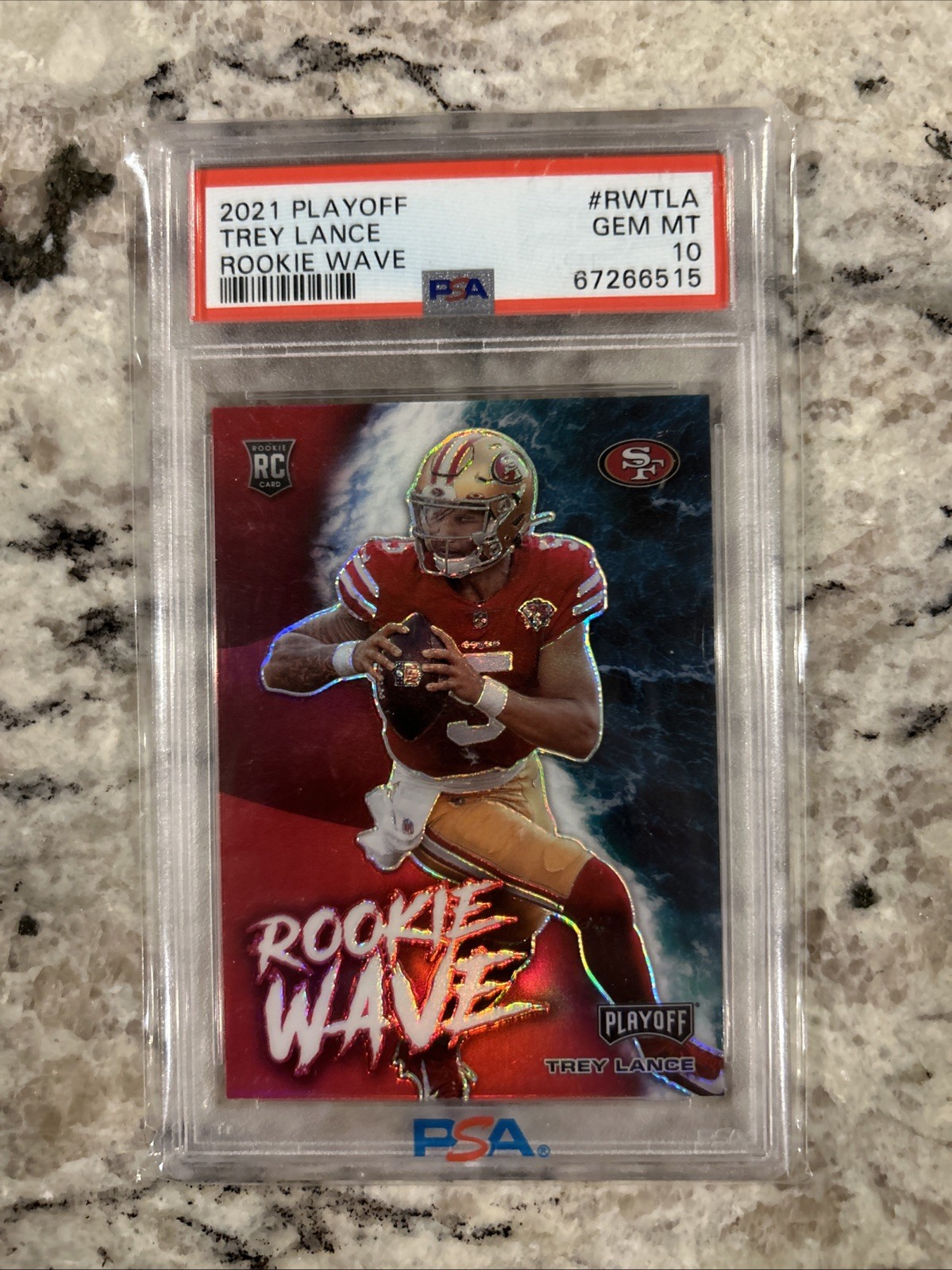 Trey Lance Panini Playoff Rookie Wave #RWTLA Red