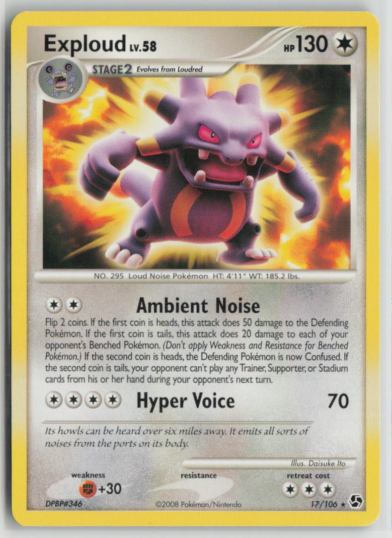 Exploud 17/106 Rare Great Encounters Pokemon Lightly Played