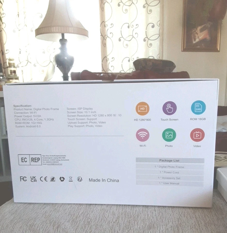 Digital Smart Picture Frame Wi-Fi Touchscreen Photo Video Black 16GB 10" New - Image 2 of 2