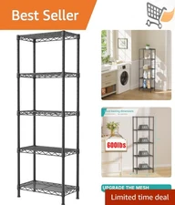 Metal Wire Shelves Storage Rack Stand 10x16x55 Black Heavy Duty Adjustable