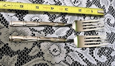  LOT OF 2 REBACRAFT JAPAN  STAINLESS ROYAL BAMBOO ''6 1/2'' SALAD FORKS     