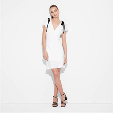 Wild Fable White A-Line Dress with Black Ties NWT Large
