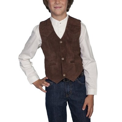 Scully Children's Boar Suede Brown Snap Front Vest 2002-67