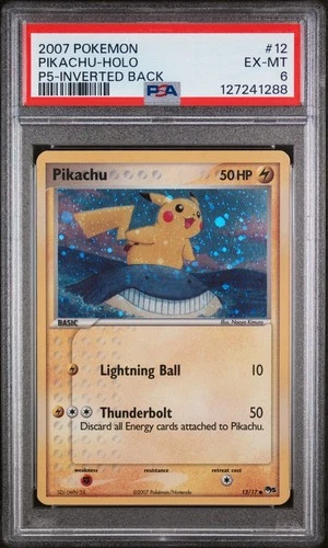 2007 POKEMON POP SERIES 5 INVERTED BACK #12 PIKACHU-HOLO PSA 6