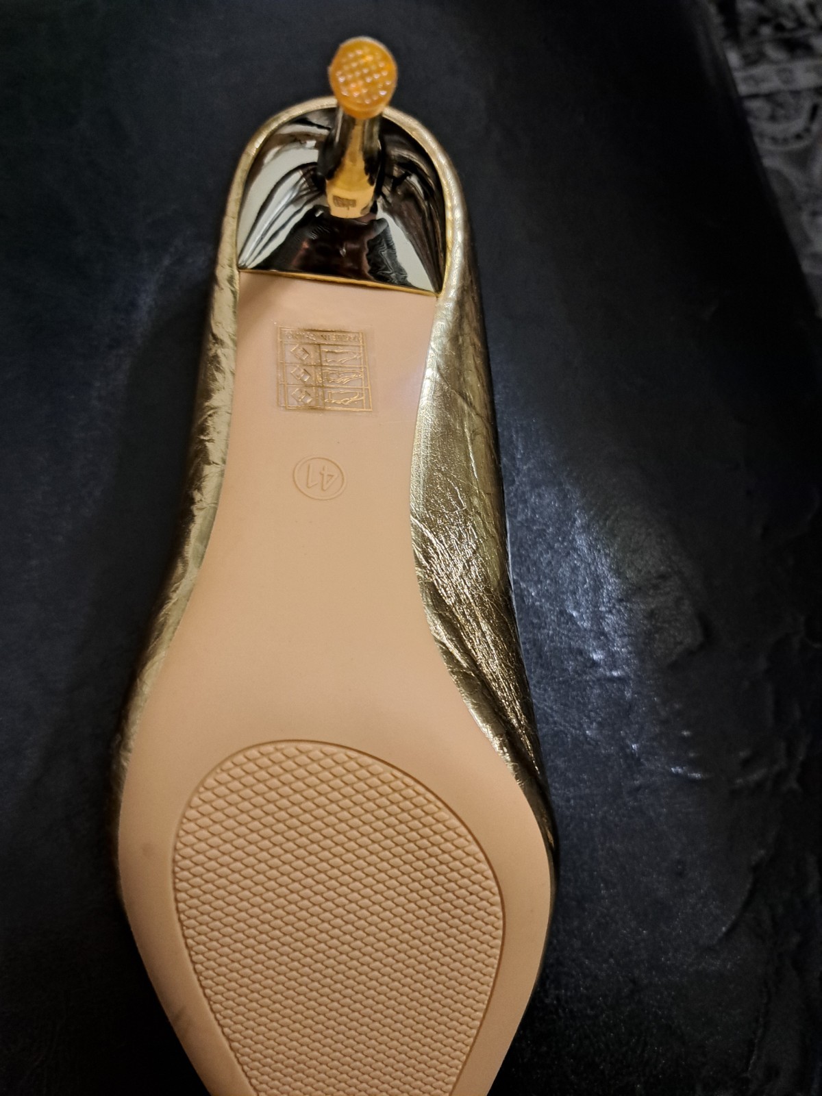 Yuanzhilin gold metallic pointed-toe high-heel pumps | eBay
