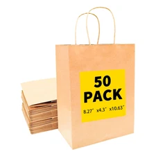Gift Bags Paper Bags with Handles,Kraft Paper Shopping Bags For Small Busines...