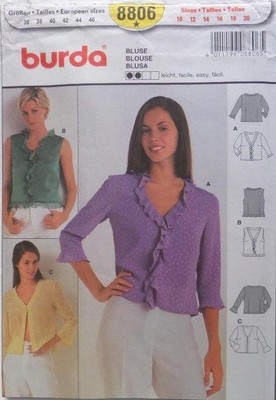 C245 BURDA 8806: TOPS SIZE 10-20 SEWING PATTERN