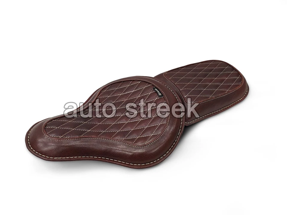 Asiento delantero y trasero de cuero original marrón antiguo para Royal Enfield Classic 650 - Imagen 3 de 4