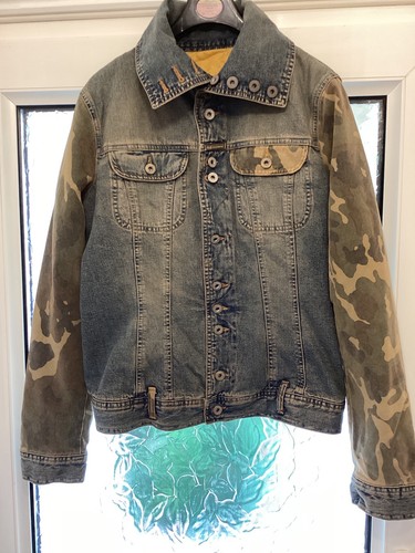 D&G, Dolce Gabbana D&G Vintage Camouflage Denim Jacket Blazer Coat Parka Size M