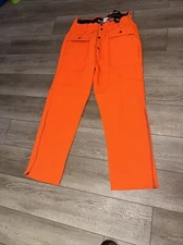 Saftbak Mens Orange Insulated Hunting Pants L 38-40 Snap Pockets USA Zipper Legs