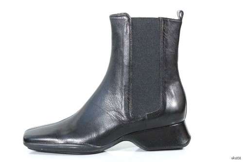 ANNE KLEIN black nappa leather flat ankle boots Shoes made in Italy 'Myst' - Picture 2 of 2