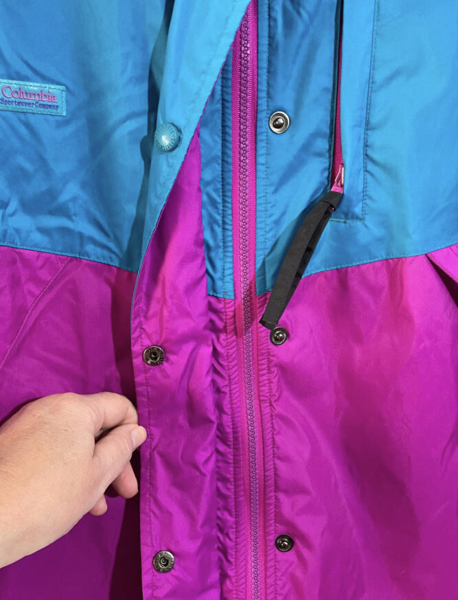 Vintage Columbia Teal Purple 80s 90s Nylon Sport Jacket Ski Coat