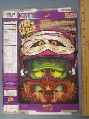 2004 MT GENERAL MILLS Cereal Box LUCKY CHARMS Spooky Monster Masks