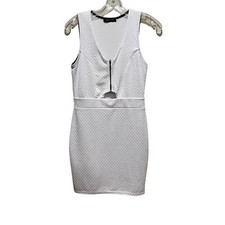 New Look Textured Bodycon Cutout Mini Dress White Size 10