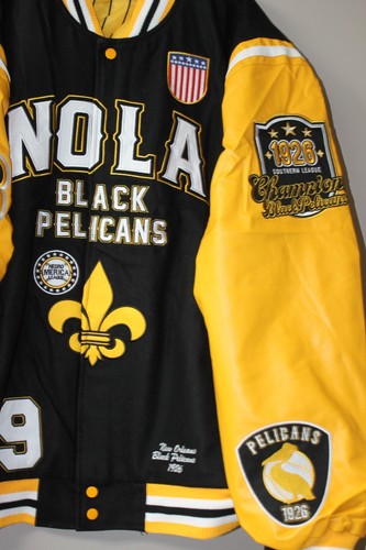 New Negro Leagues Baseball New Orleans Black Pelicans real wool jacket men's L - Picture 4 of 6