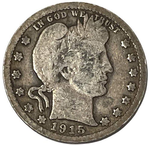 1915 25C Silver Barber Quarter Dollar Philadelphia Mint US Coin Better Date