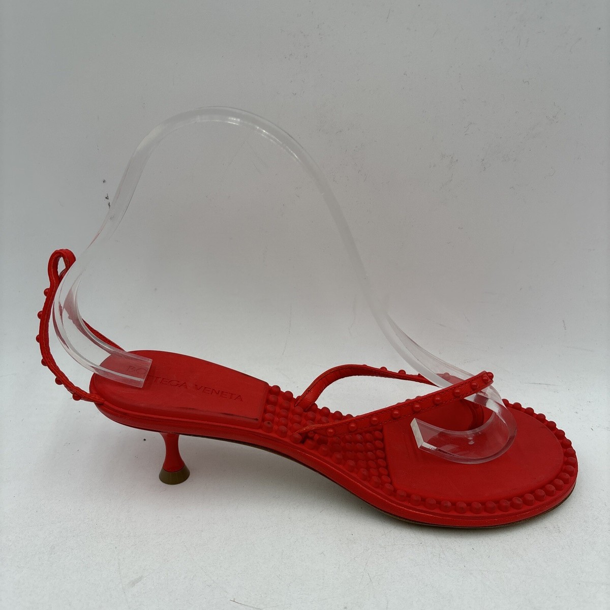 Bottega Veneta Dot Red Leather/Synthetic Open Toe Thong