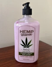 Hemp Heaven Strawberry Hibiscus Natural Hemp Seed Oil Body Lotion 18oz Pump