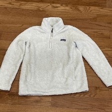 Patagonia Girls Size XL 14 Los Gatos 1/4 Zip Fleece Sherpa Jacket Pullover White