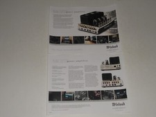 McIntosh MC275 Tube Power Amplifier Brochure 2 pages, Specs, Info