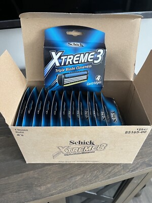 48 Schick xtreme 3-Shaving Razor Blade Refill Cartridges-shaving 12 X 4