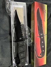 12 INCH "CARBON STEEL BOWIE KNIFE WITH STEEL CLIPS COW LEATHER HANDLE SHEATH