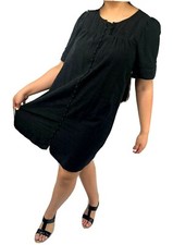 Madewell Womens Black Eyelet Short Sleeve Dress Small Lined Modest Minimalist