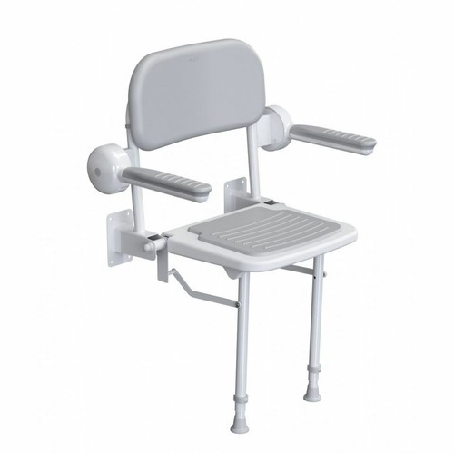 AKW 1000 Series Wall Mounted Fold up Shower Seat Compact Chair with Pad