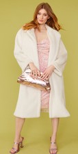 Jayley  White Faux Midi Coat Party 