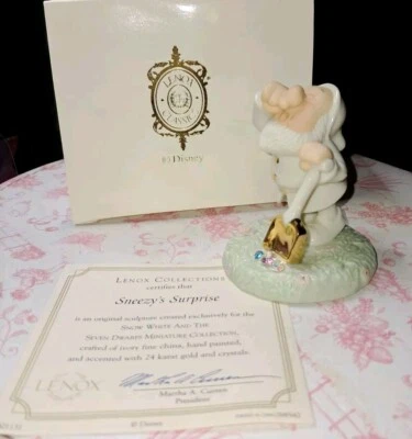 Lenox Disney Showcase Sneezys Surprise Figurine From Snow White Handpainted 24K - Image 1 of 4