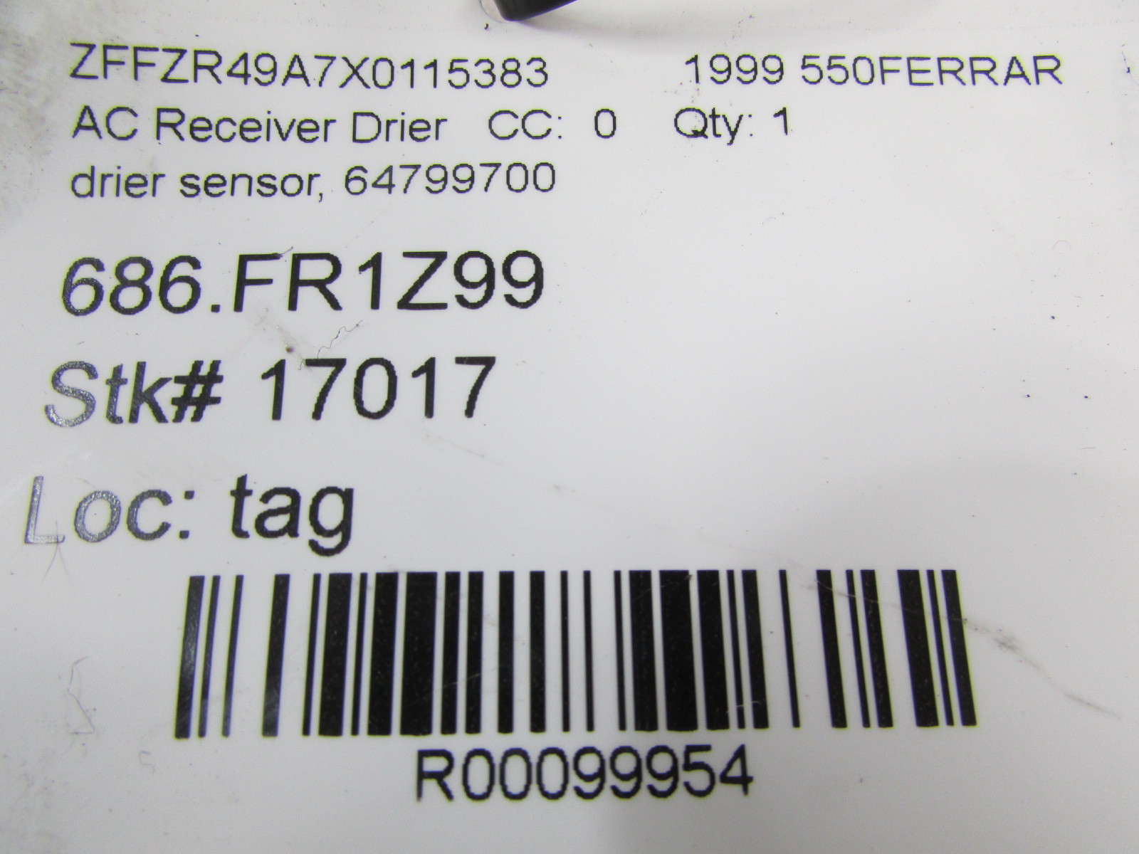 Ferrari 550, AC Drier Sensor, Used, P/N 64799700